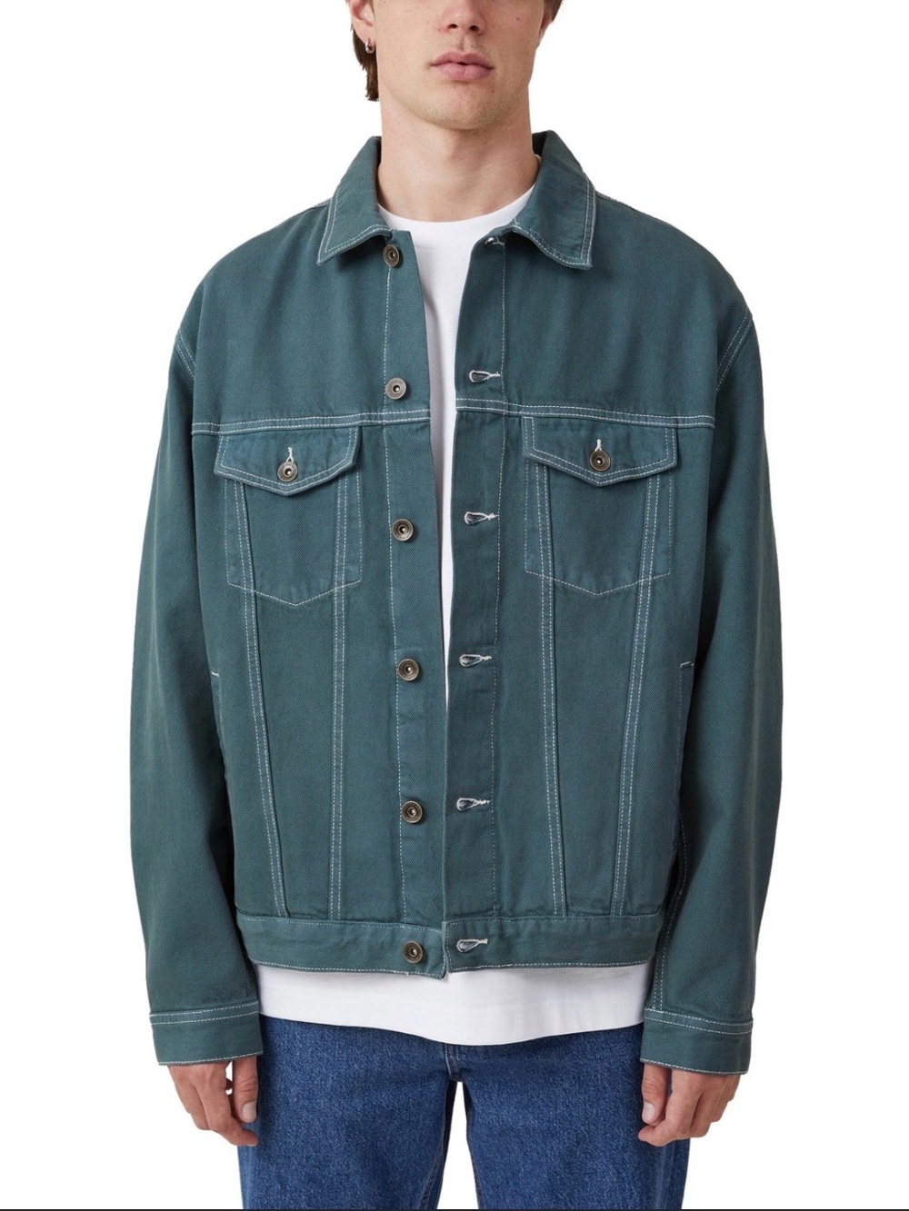 Cotton On Seattle Green Trucker Jacket 100% Cotton Men’s Size Medium